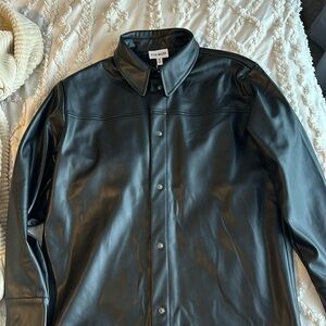Medium Oversized Black Steve Madden thin faux leather shacket.